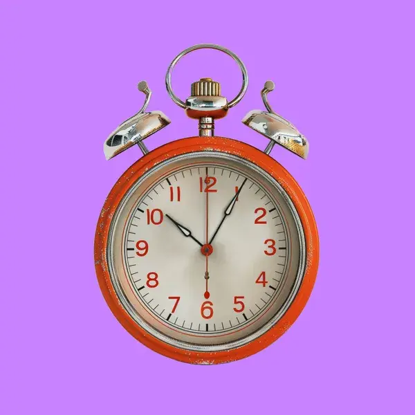 AI illustration of a red clock on a purple background