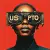 Person wearing futuristic goggles displaying 'USPTO' on the lenses, set against a red background.